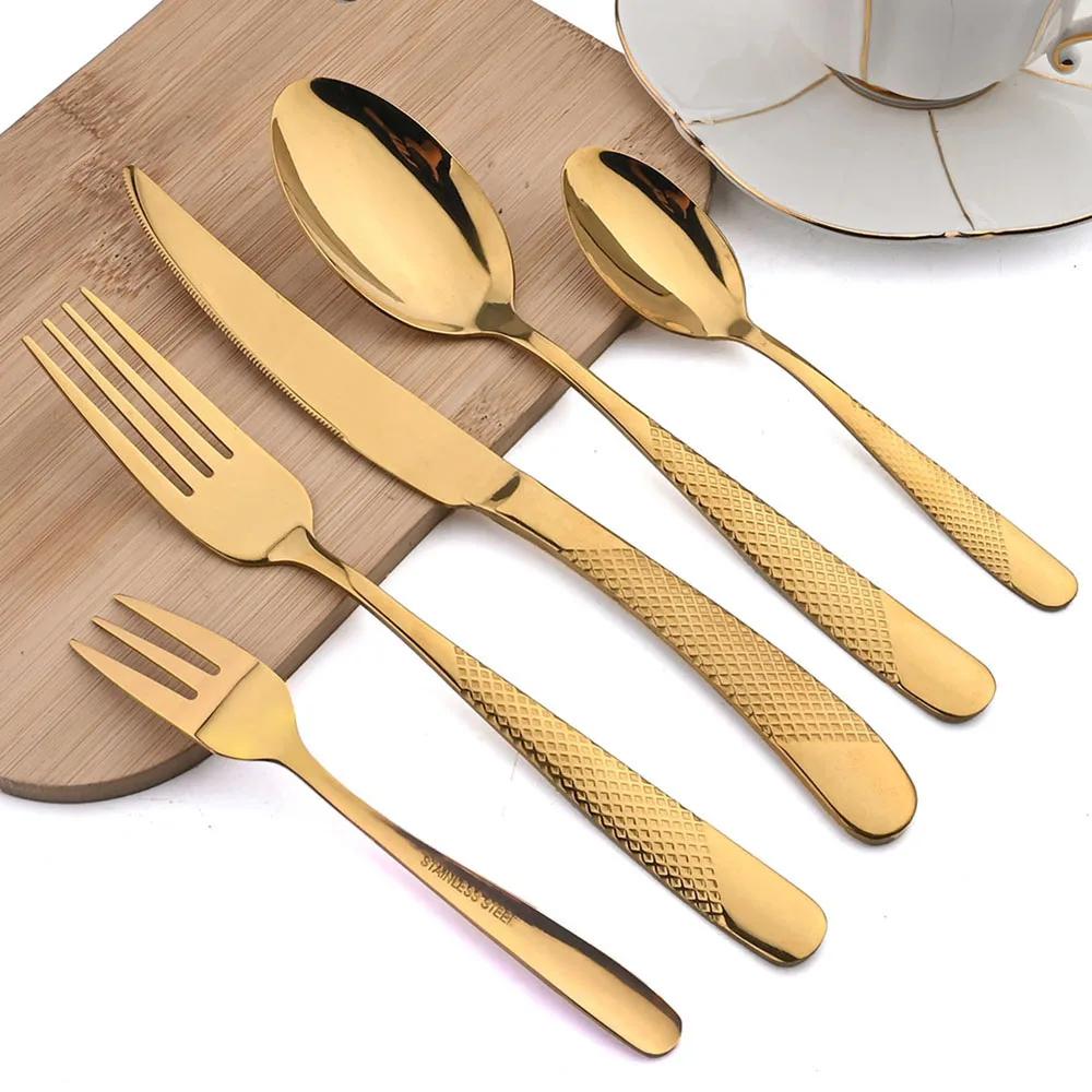 30pcs Tableware Set Stainless Steel Dinnerware Sets Knife Fork Spoon Flatware Western Cutlery Set Knife Fork Spoon Tea Spoon