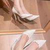 White High Heels Wedding Shoes Women's Spring 2025 New Pointed Stiletto Embroidered Lace Xiuhe Wedding Bride Shoes
