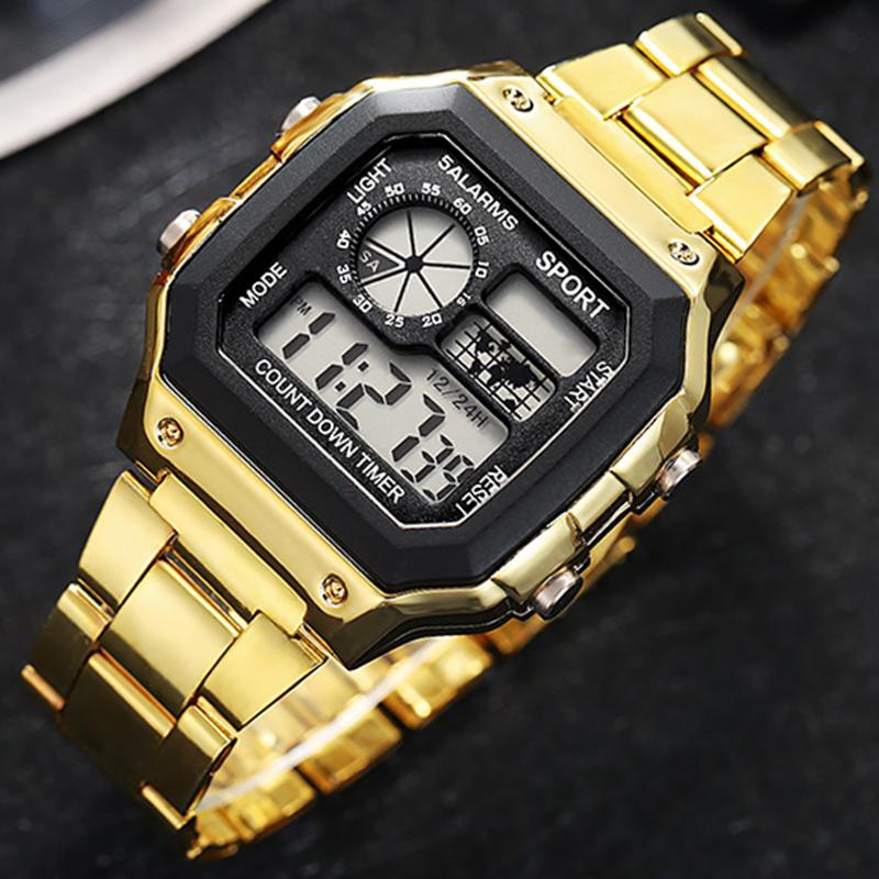 Men's Digital Watch Stainless Steel Strap Sport Watches Men Military Clock LED Sport Wristwatch