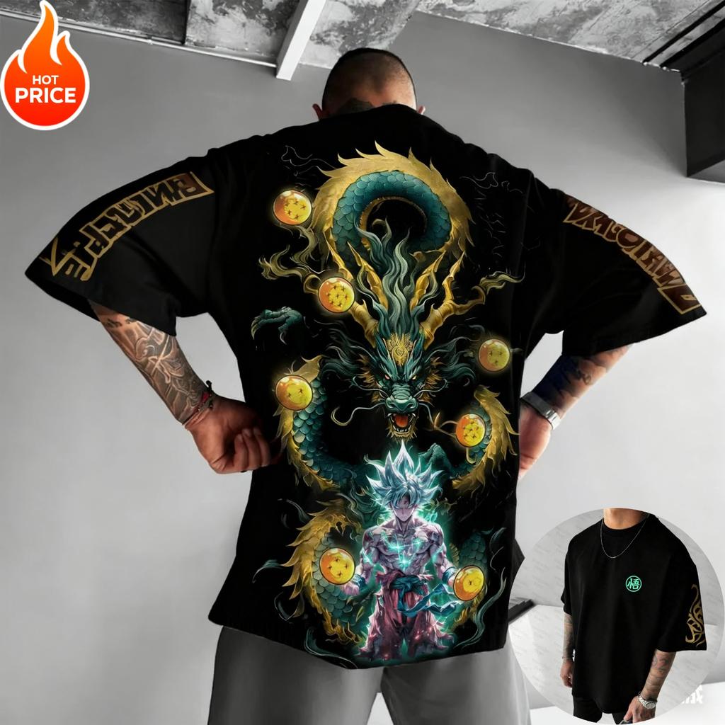 Dragon Ball Принт с Гоку из Аниме для Мужчин Как Супер Сайян В Стиле Харадзюку Ретро Летний Свободный Для