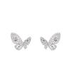 Korean version full of diamonds light luxury butterfly stud earrings temperament celebrity earrings niche design sense high-grade cold wind earrings