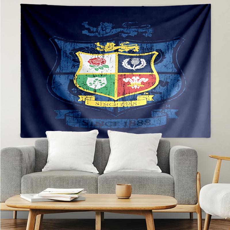 British & Irish Lions Print Tapestry, Backdrop, Easy Setup, Ideal for Bedroom, Office & Living Room, with Aesthetic Wall Hanging Decor.