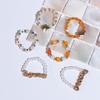 Cute Elastic Pearl Bohemia Love Heart Flower Party Jewelry Women Ring Finger Ring Set Beaded Rings