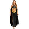 Women's Belly Dance Costume Set: Self-Tie Halter Crop Top with Built-In Briefs & Side Slit Chiffon Skirt + Removable Split Sleeves