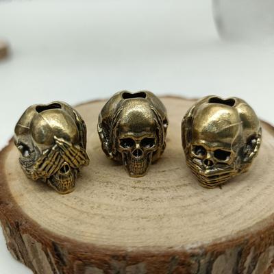 Трехсторонний череп голова латунный нож бусины EDC на открытом воздухе DIY паракорд плетеный шнур подвески браслеты амулеты ювелирные аксессуары
