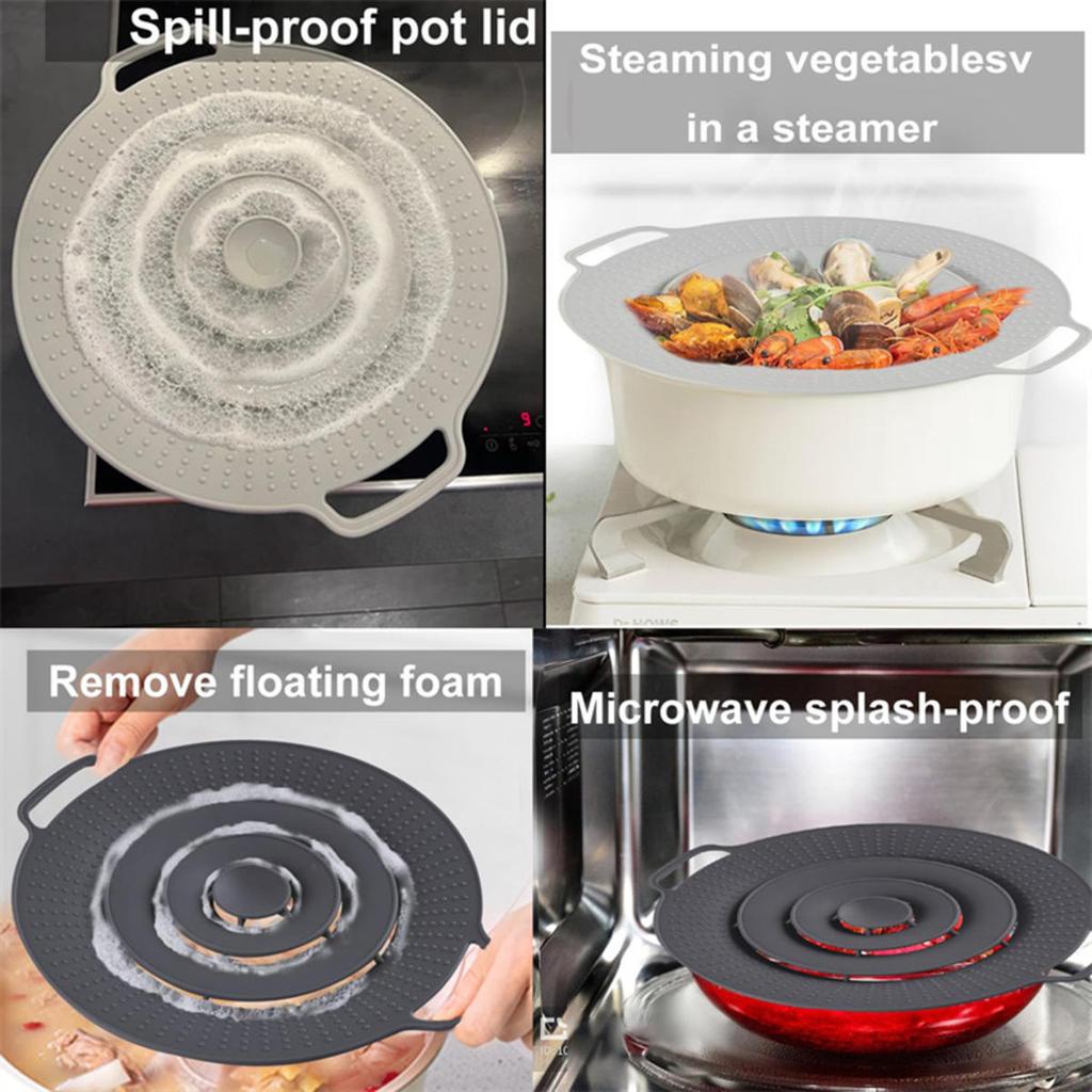 Universal Silicone Spill-proof Pot Lid Cookware Anti-splash Lid Kitchen Anti Overflow Protect Utensil Reusable Pot Pan Cover