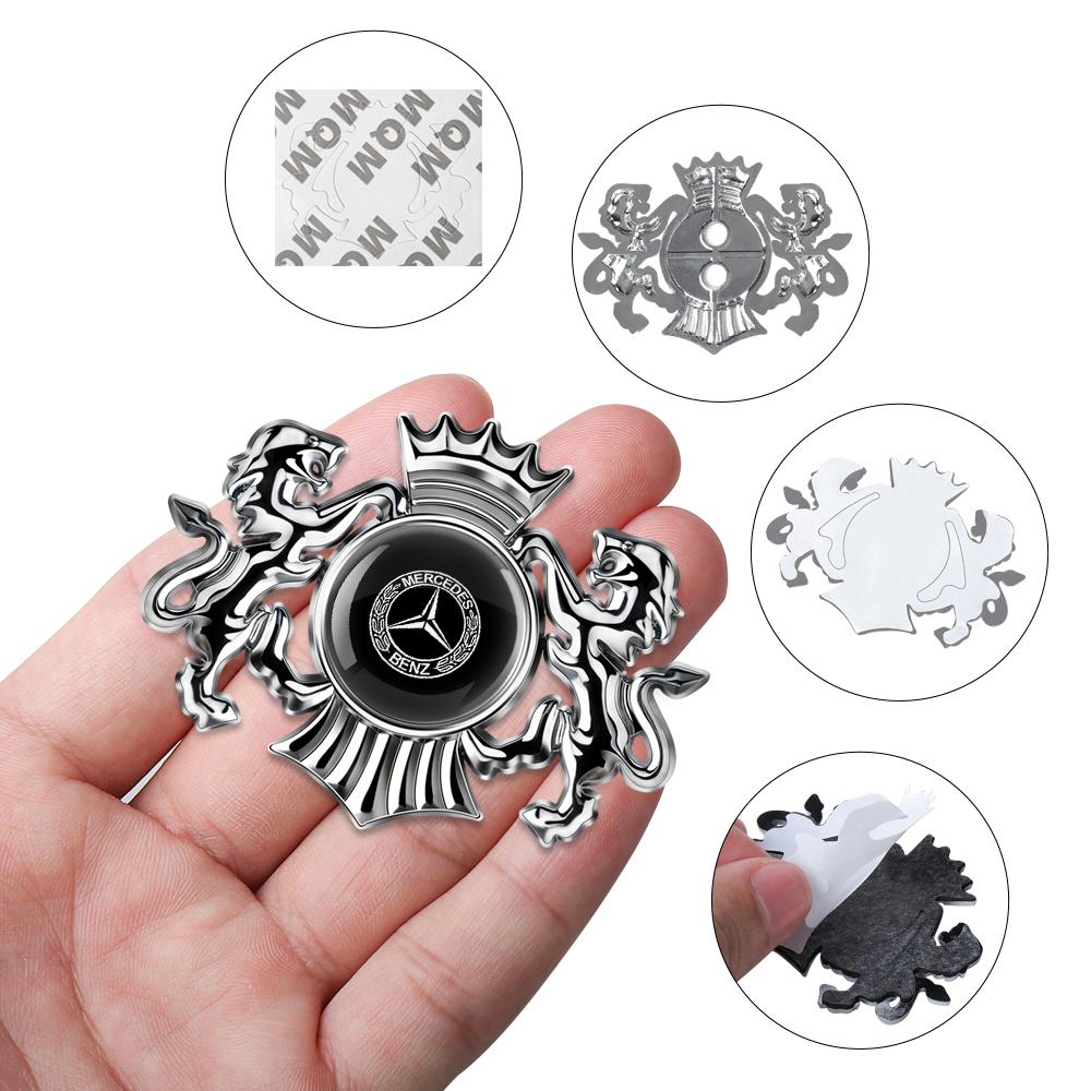 New 3D Crown Lion Car Fender Metal Emblem Badge Decoration Stickers For Mercedes Benz AMG W202 W203 W204 W205 W211 W212 W169 GLC
