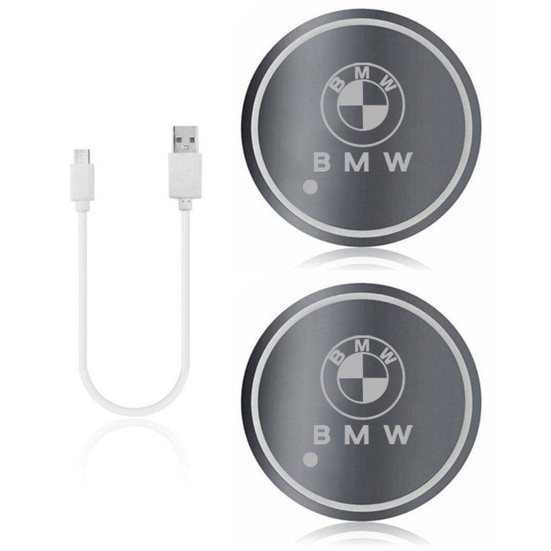 Car LED Cup Holder Light Mats Car Coasters Bottle Atmosphere Light For BMW 1 2 3 4 5 7 Series X1 X3 X4 X5 X6 X7 F10 F30 E46 E60