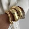 Gold Silver Bangle Bracelets Hiphop Wide Cuff Bangle Bracelet Irregular Wave Armband Jewelry for Women And Men