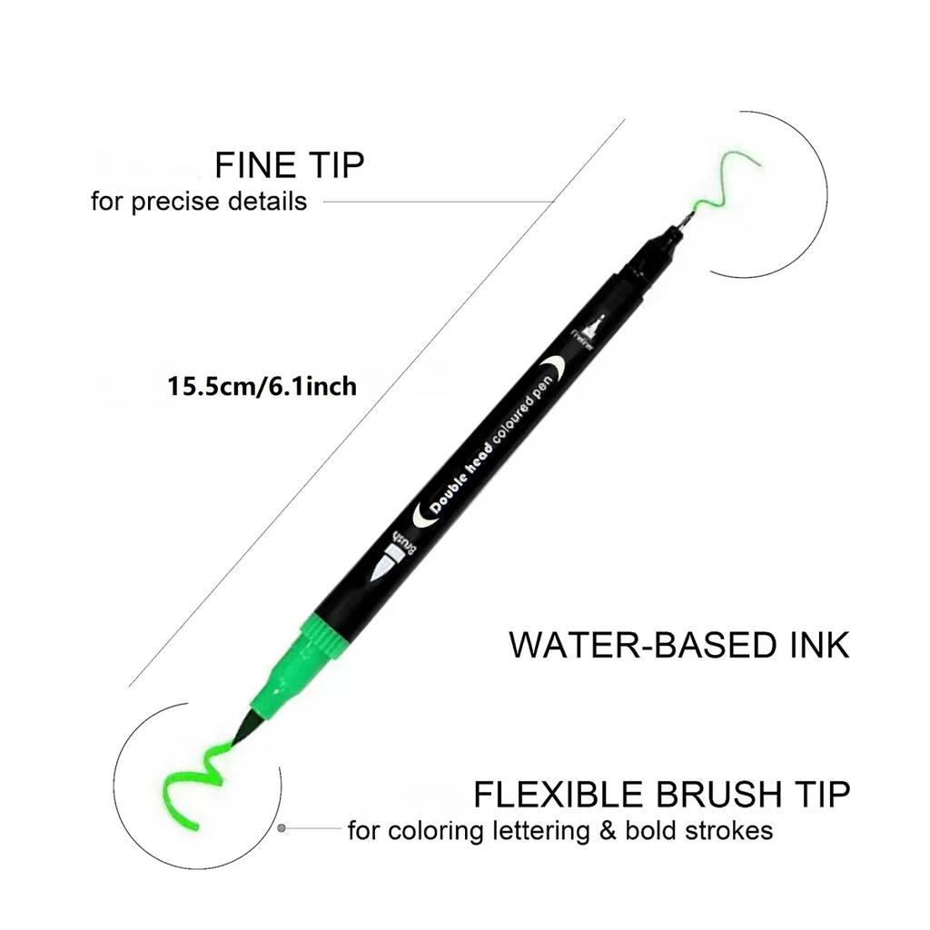 12Pcs Double Ended Art Marker Pens Set For Artists Fine And Brush Coloring Random Colors