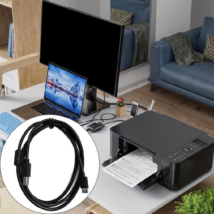 Кабель USB C на USB B Кабель для передачи данных С шумоподавлением Подходит для безопасного подключения принтера сканера