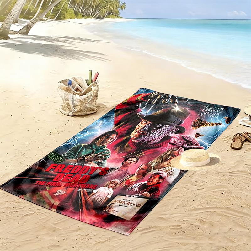Horror Character Print Beach Towel, Large Soft Quick Dry Towel for Beach Camping Swimming