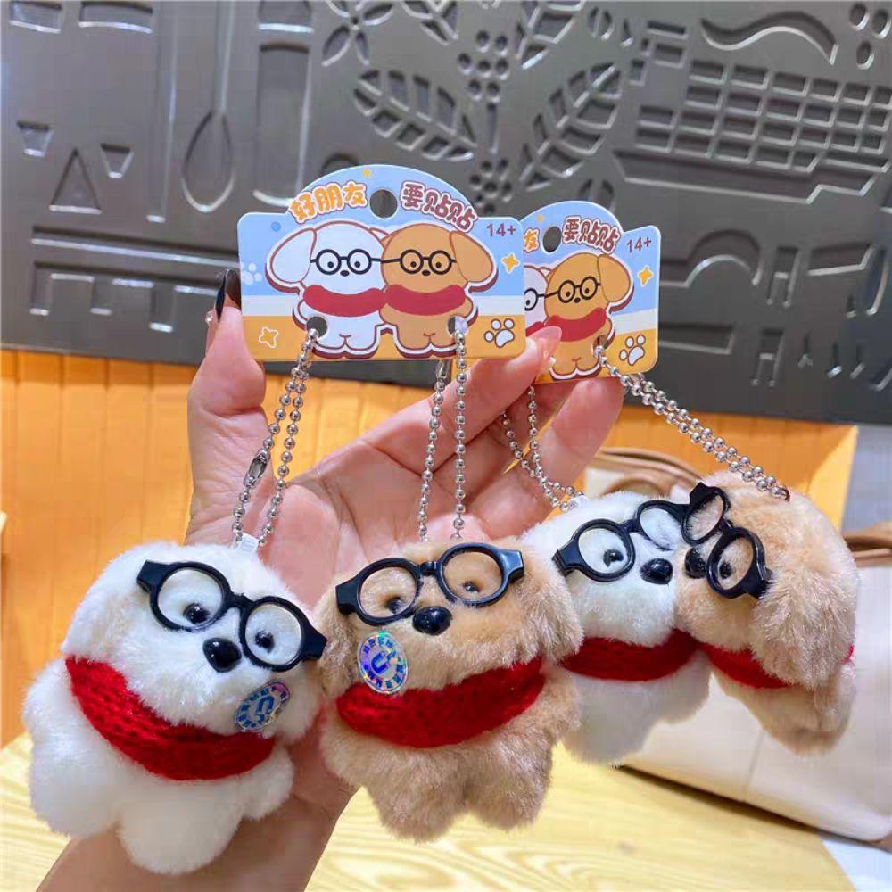 2Pcs Bag Hanging Plush Doll Keychain Cute Magnetic Dog Keychain Key Decor