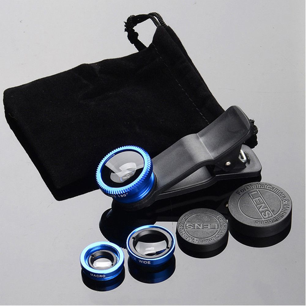 Аксессуары Насадка-объектив для телефона 3 в 1 Набор объективов для камеры Макро Широкоугольный Рыбий глаз