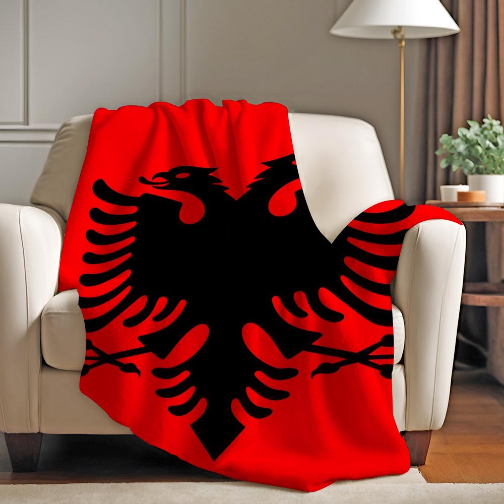 Флаг страны А Албания Плед для дивана Офиса Кровати Самолета Путешествий Сна Чтения Отдыха Кемпинга Мягкий и Теплый