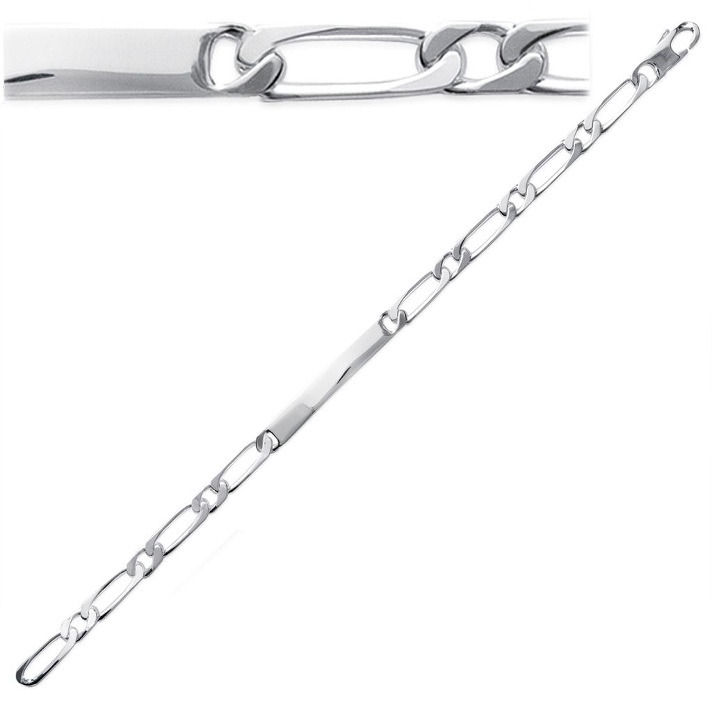 Les Trésors De Lily [L3822] - Silver 'Identity' Figaro Rhodium-plated Curb Chain - 18 Cm 5 Mm