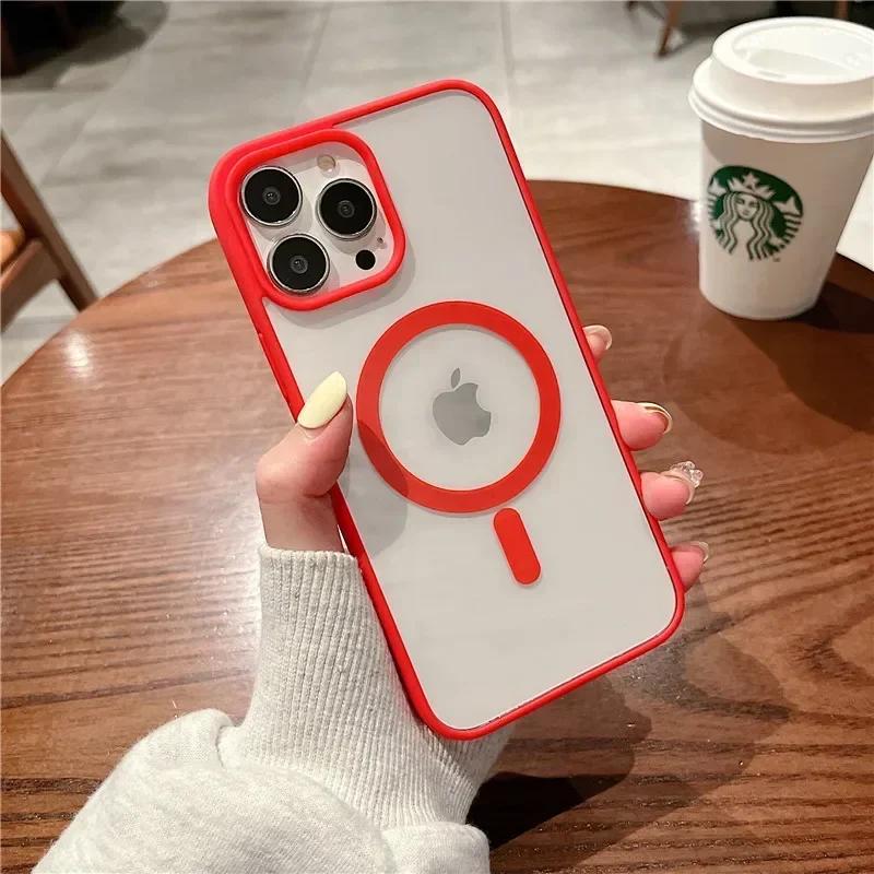 Для Magsafe Магнитный Беспроводной Зарядный Чехол Для iPhone 16 15 14 13 12 11 Pro Max 16 Plus 12 13 Mini 16e Жесткий Акриловый Прозрачный Чехол