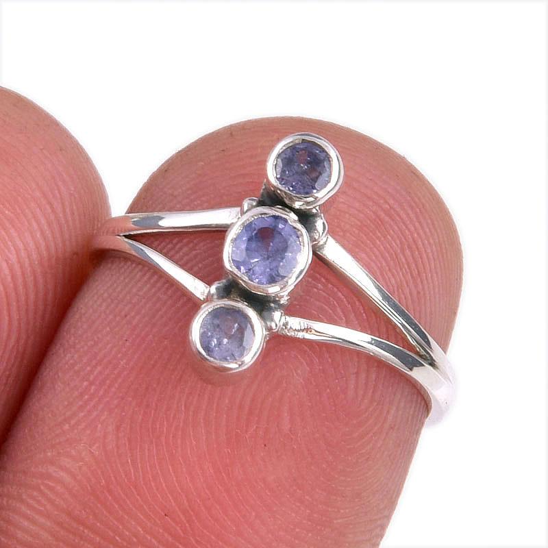 Ювелирное кольцо из стерлингового серебра 925 пробы с натуральным танзанитом, размер 6 I8h36