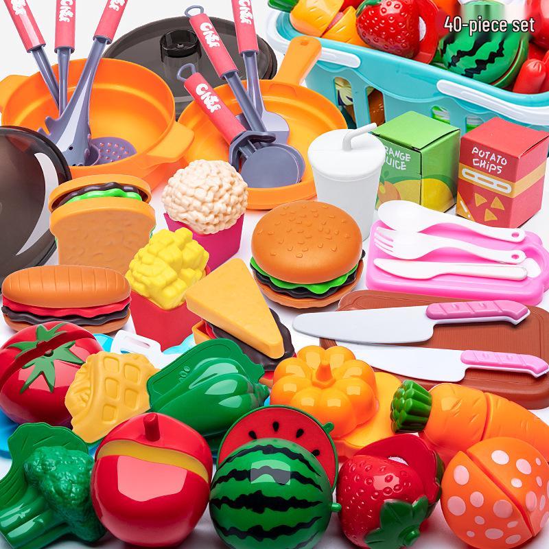 Fun Pretend Play Cut Toy Set - Kids Kitchen Vegetables & Fruits