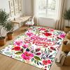 Floral Garden Theme Crystal Velvet Rug Personalized Custom Name Text Soft Floor Mat Home Decor