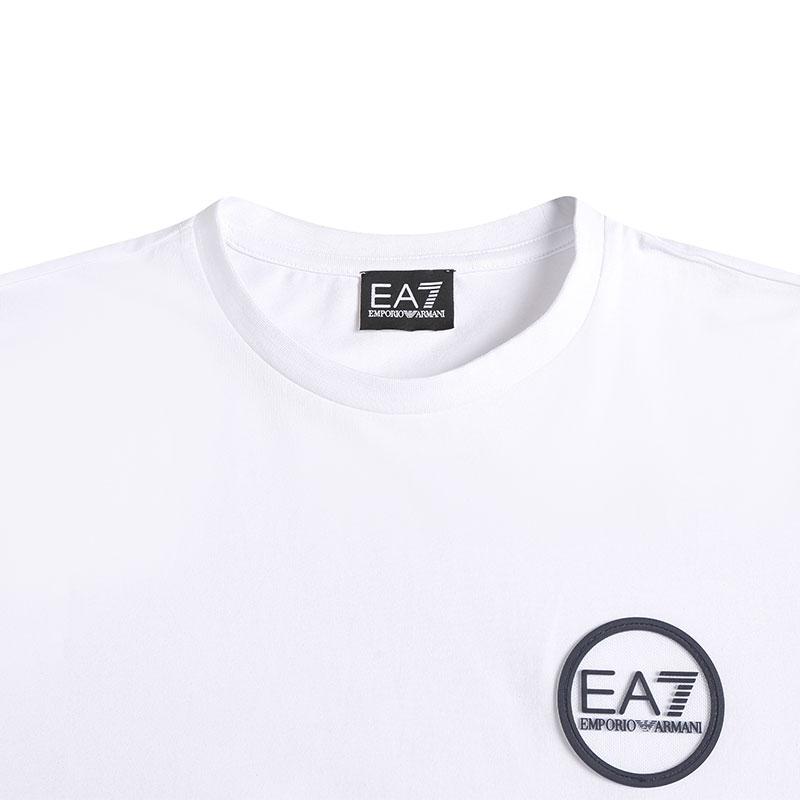 Emporio Armani EA7 Весна/Лето 2022 Футболка с принтом логотипа с круглым вырезом Мужские топы Белый 3LPT13-PJ5MZ-1100