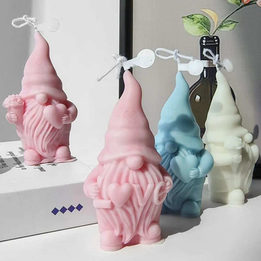 Санта-Клаус, держащий в руке свечу LOVE, силиконовая форма для изготовления гипсового гнома Love, домашний декор для рождественской вечеринки, подарки ручной работы