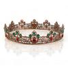 Gold Baroque Round Crown Metal Red Bronze Exquisite Rhinestone Crown  Women