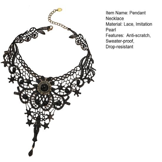 Подвеска Ожерелье Регулируемая Цепочка Нежная Универсальная Ретро Повседневная Носка Кружево Крючком Темный Стиль Чокер Ожерелье Ювелирные Изделия