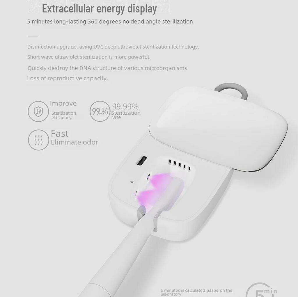 Портативный интеллектуальный стерилизатор зубных щеток с ультрафиолетовой зарядкой и сушкой UVC