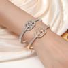 Корейский браслет с двойным кольцом и стразами - Элегантное женское украшение для банкетов, Ручная работа, Высококачественный подарок, Свежий европейский и американский стиль.
