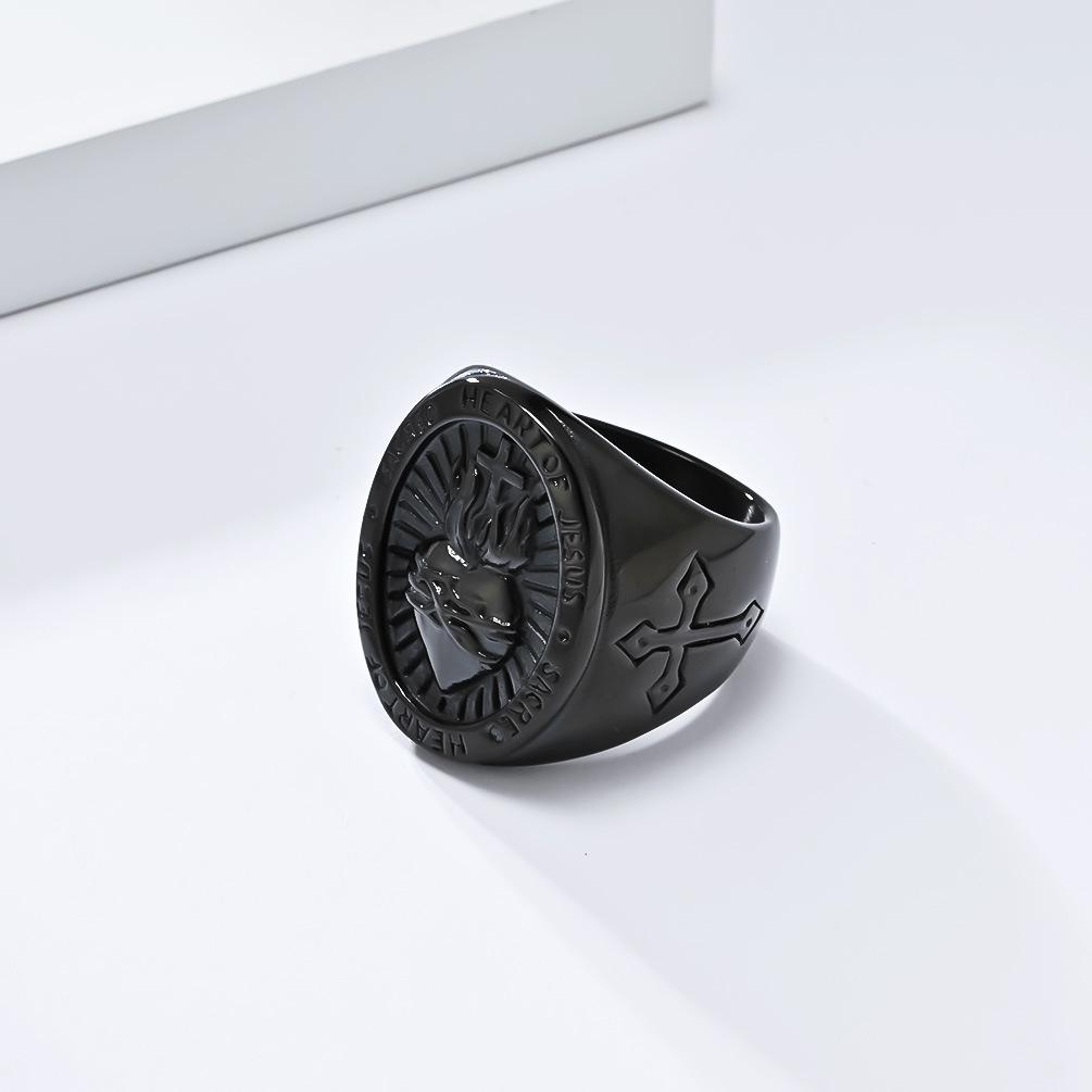 Ретро хип-хоп титановое стальное крестообразное кольцо для мужчин уникальный дизайн в виде сердца, модные украшения для рук, аксессуар