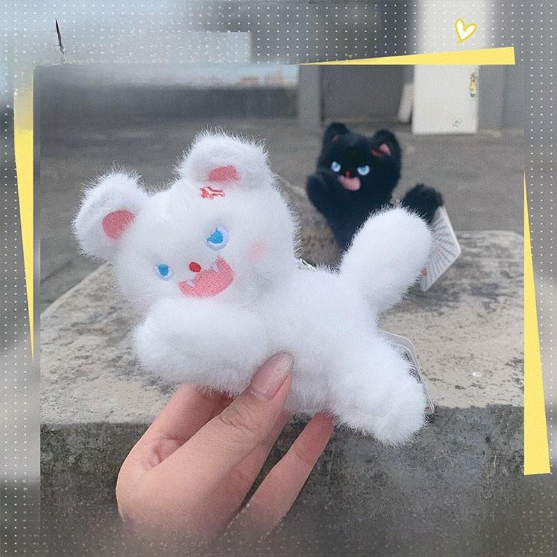 Angry Jinnew Creative Toothed Cat With Magnetic Attraction Keychain Earphone Bag