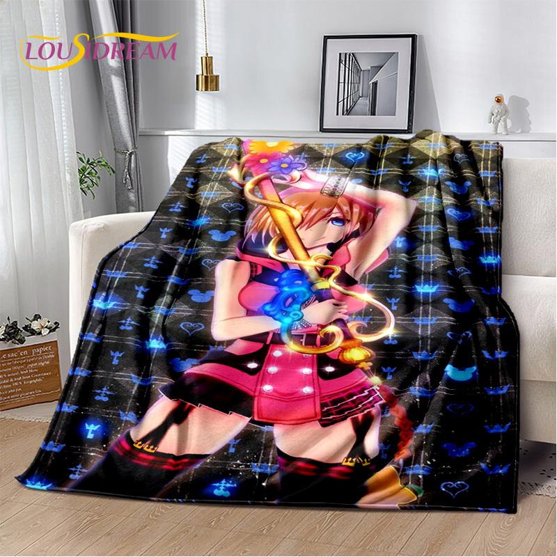 Cartoon Kingdom Hearts Games 3D Soft Flannel Blanket for Beds Bedroom Sofa Picnic,Throw Blanket for Cover Outdoors Leisure Gift