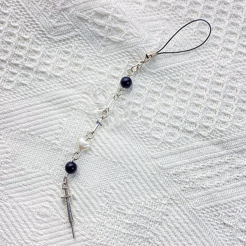 Pink Y2K Phone Charms Pendant Kawaii Key Chain For Bag Cute Accessories Women Girl Strap Lanyard Beaded Ins Korea