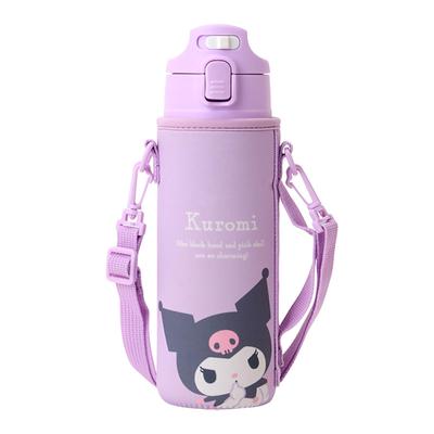 Бутылка Sanrio из нержавеющей стали с местом для холодного хранения, с крышкой One Touch Direct Drinking 091057, Kuromi, только для детей, емкость 470 мл, в комплекте,