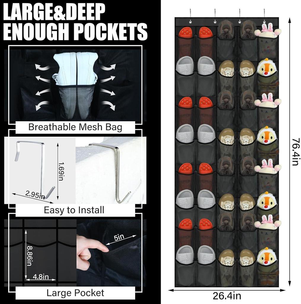 24-Grid Hanging Shoe Storage Organizer with Multi-Layer Pockets