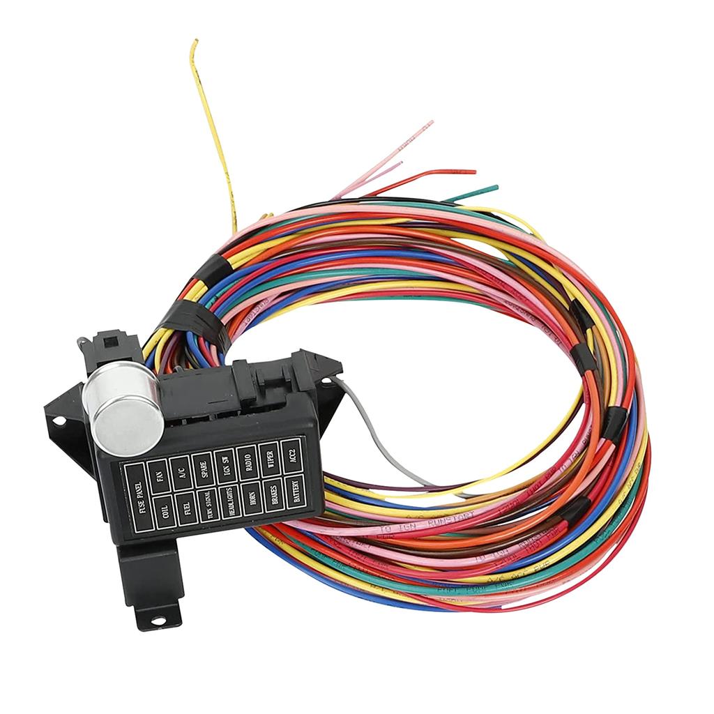 Универсальная 14-контурная проводка Маслкар Хот-род Стрит-род XL Провод 12 В Напряжение Комплект жгута цепи Инструмент для ремонта