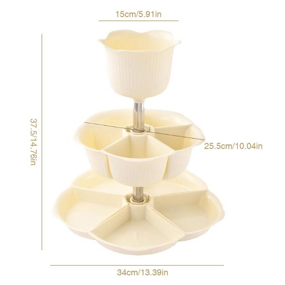 360 Degree Rotating Fruit Vegetable Plate Multi-Layer Buffet Tray with Dried Fruit Storage Open Storage Bin for Family Meal Prep