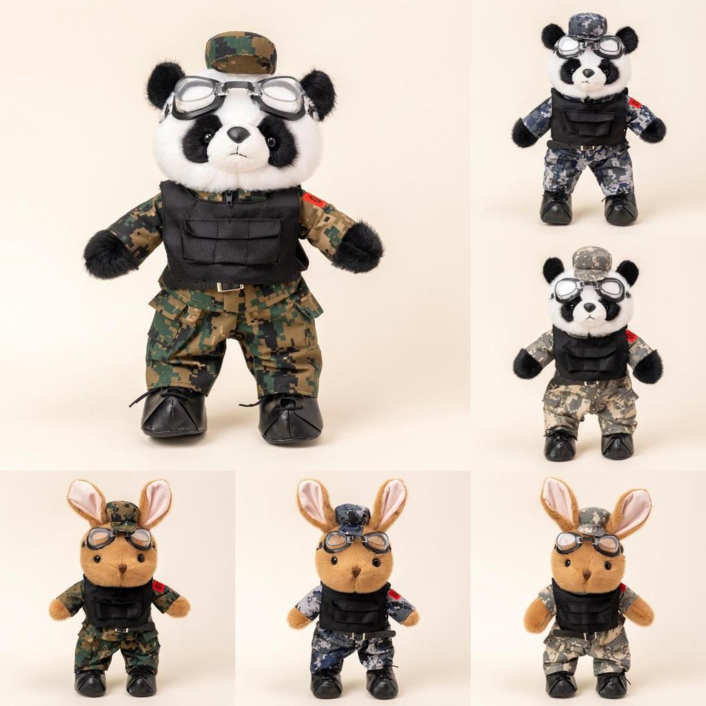 Soft And Cuddly Panda Army Plush Toy Rabbit Soldier Figure Perfect For Gifts
