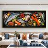 Картина на холсте со свежей рыбой и морепродуктами, настенное искусство, морская рыба, лобстер, кальмар, постеры и принты для декора гостиной