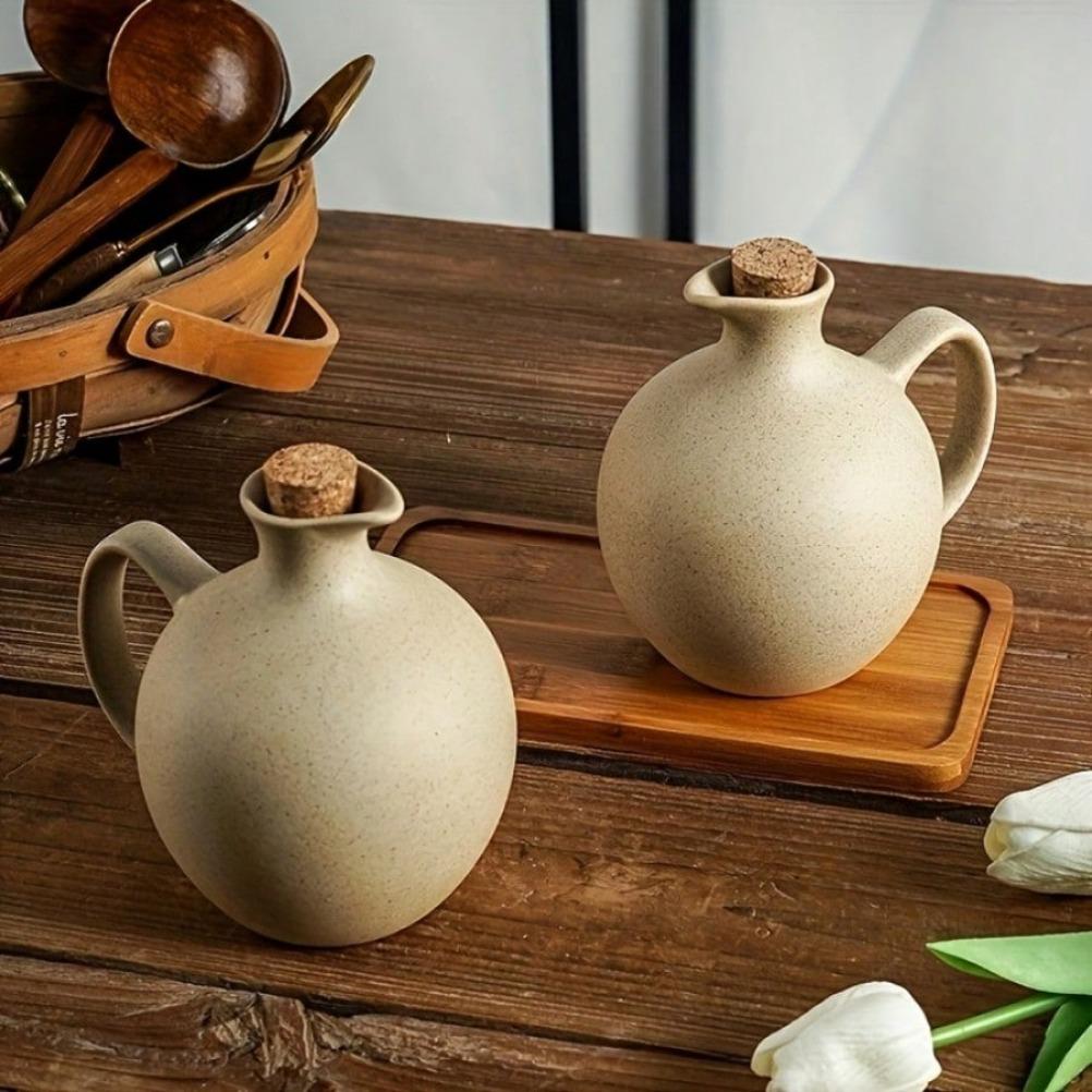 Coarse Pottery Style Large Capacity Oil Bottle Chili Oil Bottle Soy Sauce Olive Oil Storage Container Kitchen Accessories