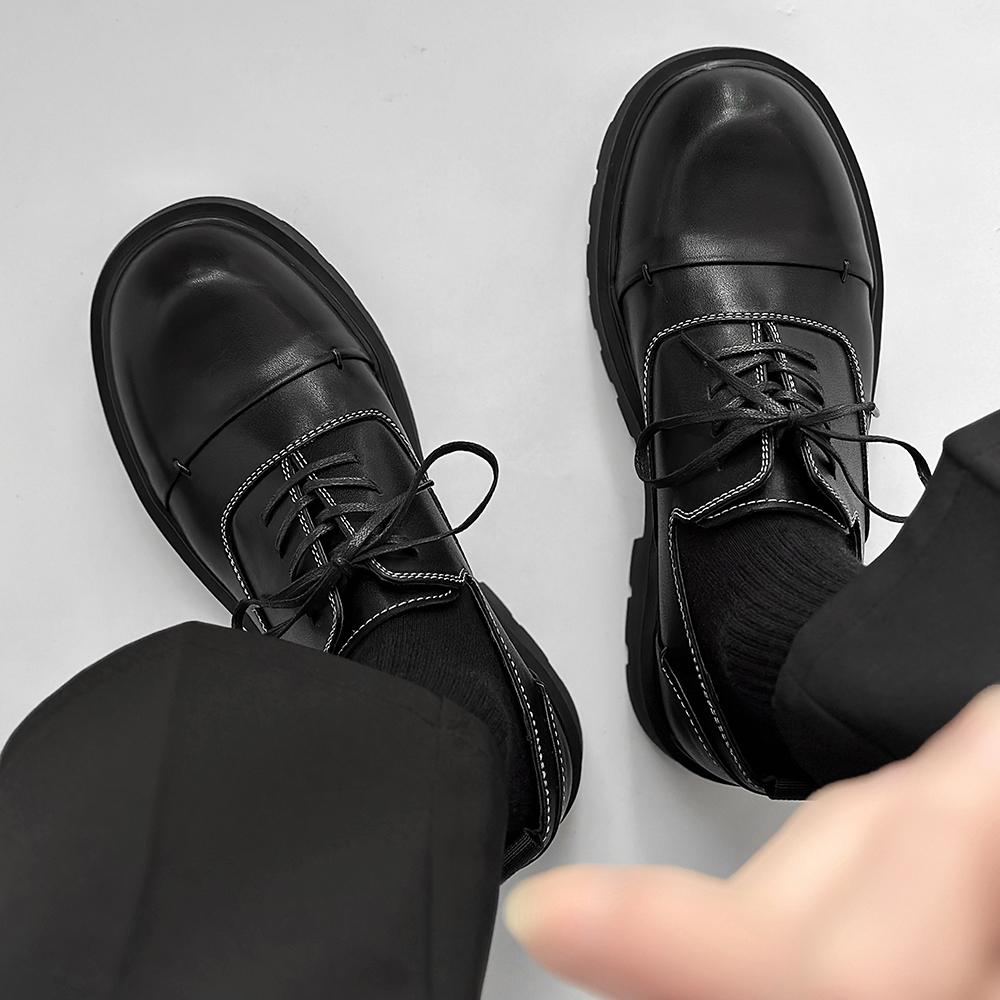 Мужские туфли Дерби на толстой подошве. Новый стиль модного дизайнера. Классика для активного отдыха. Модные вечерние туфли. Черные универсальные повседневные туфли для молодежи.