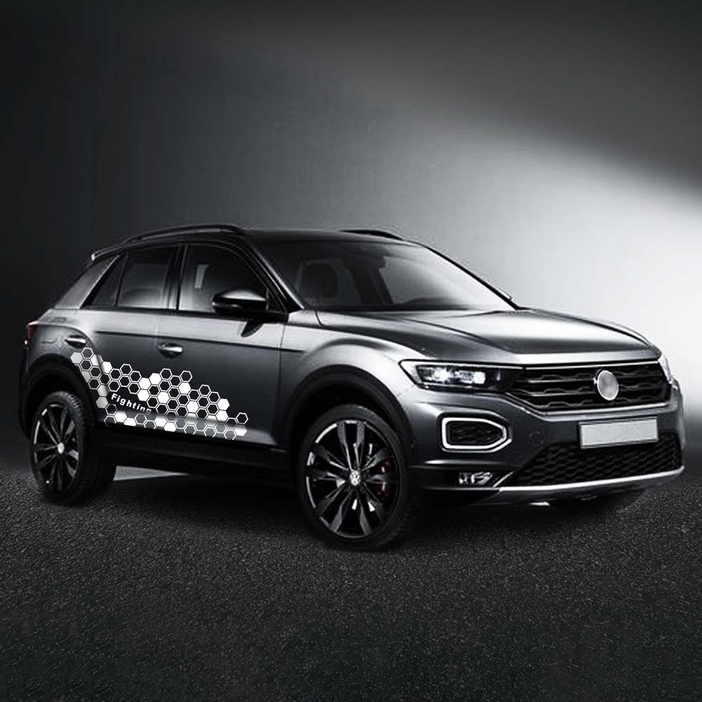 2 шт. наклейки на боковые поверхности кузова автомобиля, сотовая графика, боковые наклейки для талии двери, виниловые наклейки из ПВХ, декоративная картинка