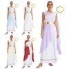 Women's Greek Toga Costume with Gold Leaves Wreath Headwear Ancient Roman Gown Fancy Dress