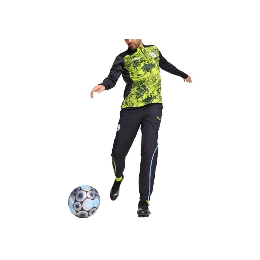 Puma Футбольный клуб «Манчестер Сити» Серия Весна-Лето 2024 Логотип Паттерн Джерси с длинным рукавом Мужская джерси Желтый Синий 777579-14