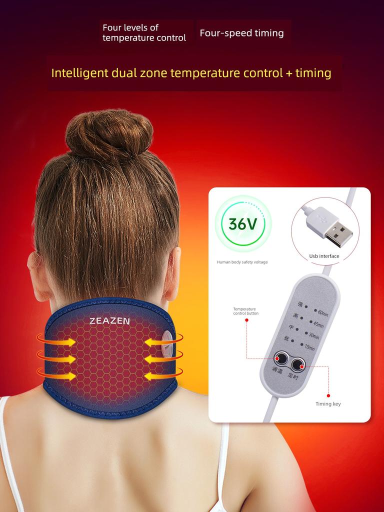 Electric Heating Neck Brace with Heat Therapy, Moxibustion, and Graphene Rechargeable Neck Scarf