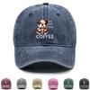 Dog Coffee Print Snapback Baseball Hat, Animal Sports Hat Sun Visor Trendy Curved Brim Cozy Adjustable Sun Hat