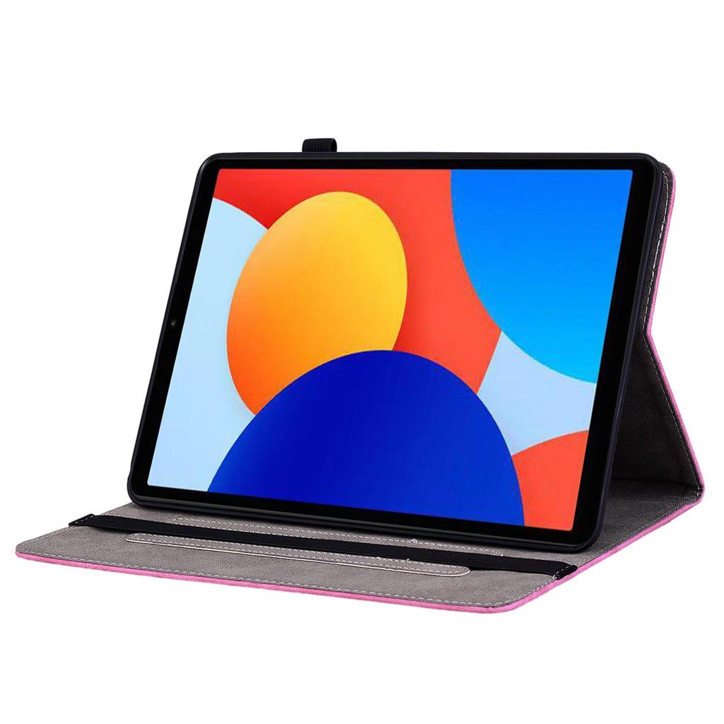 For Xiaomi Redmi Pad SE 4G 8.7 Inch Case Card Holder Anti-Scratch Leather Cover Rose Flower Imprint