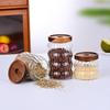 Wood Lid Flavour Orgnizer Glass Airtight Canister Kitchen Storage Bottles Jar Sealed Food Container Ginger Cereal Stash Cans