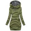 Women Fashion Solid Sweatshirt Pocket Stripe Turtleneck Hooded Long Sleeve Top
